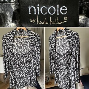 Nicole By Nicole Miller Womens Black/white Blouse Size XL